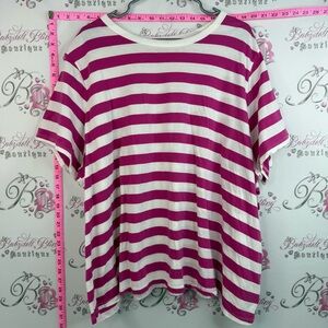 Old Navy shirt T-shirt pink striped White & Fuchsia Stripe Short-Sleeve Tee